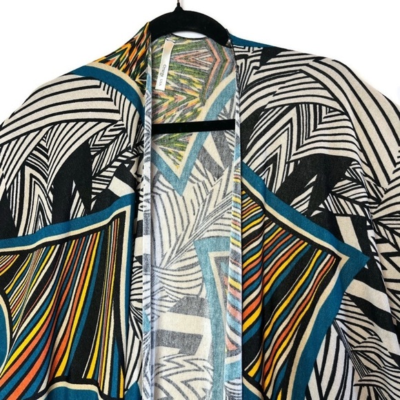 ORANGE USA Multicolor Graphic Print Knit Kimono Coverup Cardigan Sweater Size M - Picture 4 of 9